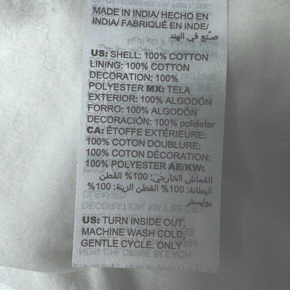 CHICOS Size 3 16/18 Cotton White Beads Sequins Embroidered Open Quilt Jacket - Picture 10 of 11